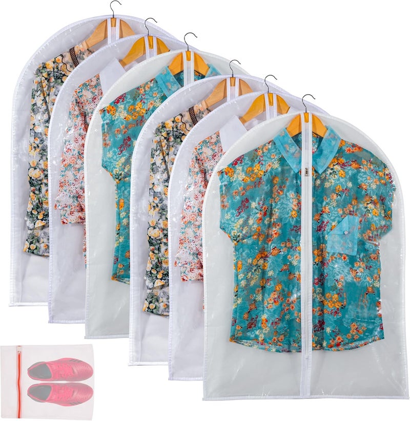 MS KITCHEN Clear Garment Bag Suit Bags for Closet Storage, Vinyl Garment Bags for Hanging Clothes, Short Hanging Bags Coat Covers for Closet with Zipper - 24'' X 32''/6 Pack - Image 1